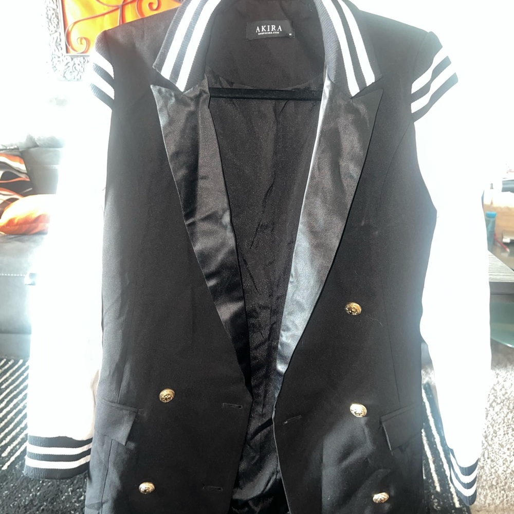AKIRA Black and White Varsity Jacket